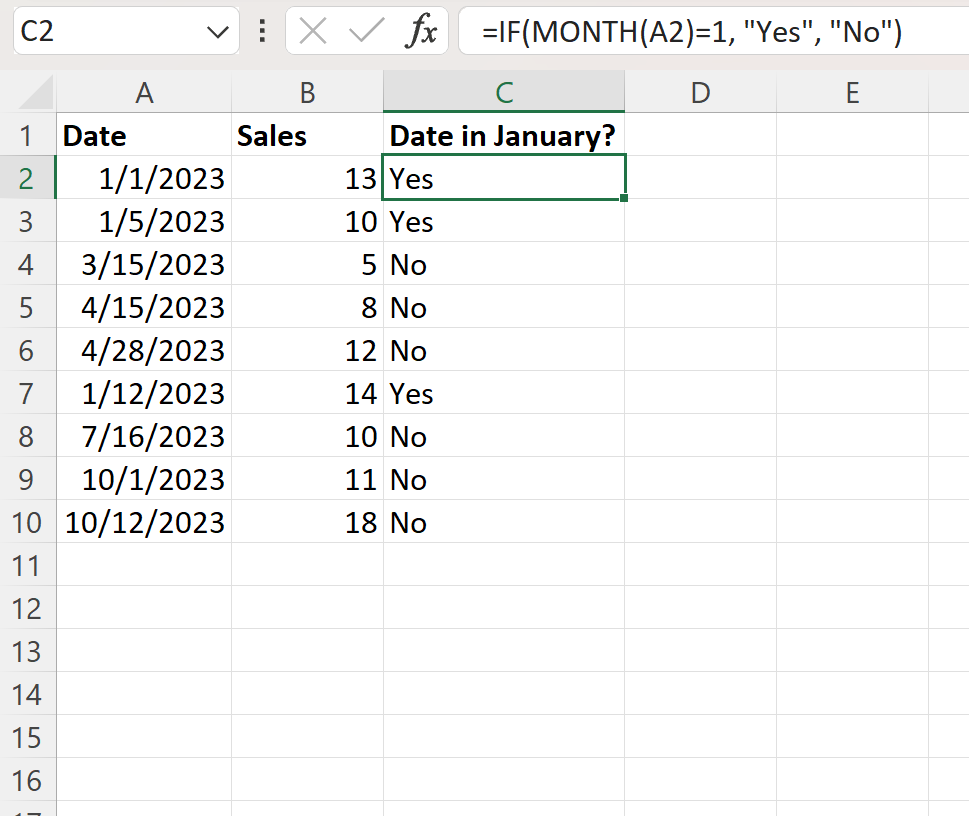 Formule Excel si la date est janvier alors