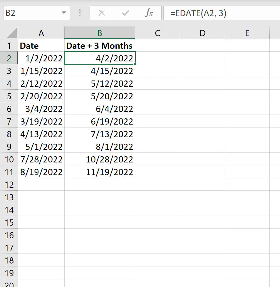 Excel menambahkan bulan hingga saat ini