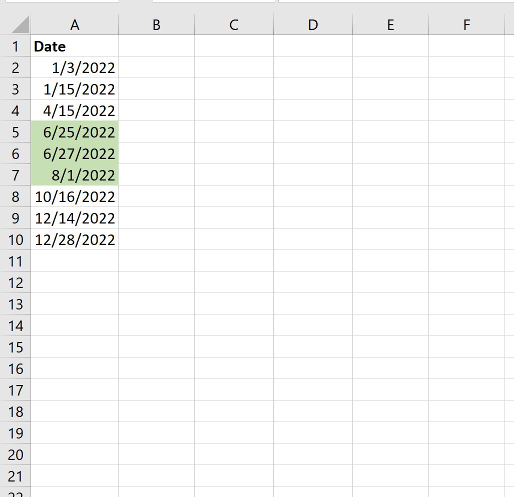 日付を使用した Excel の条件付き書式設定