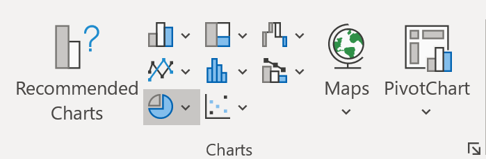Icona del grafico a torta o del grafico ad anello in Excel