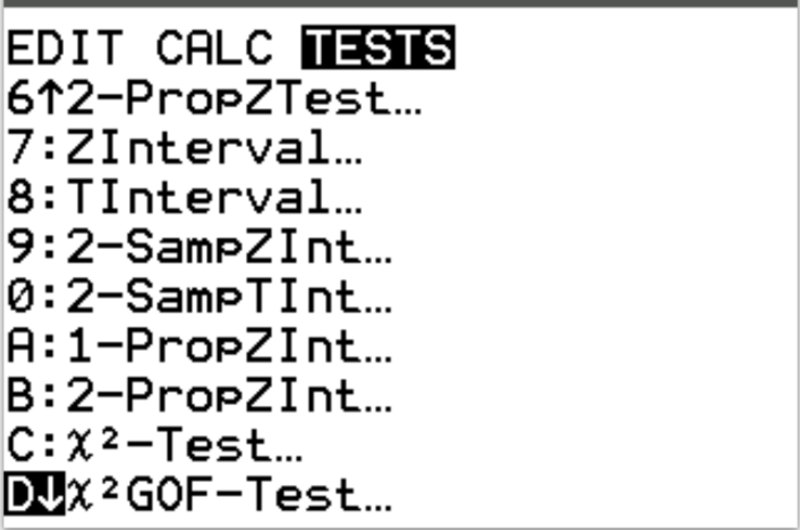 TI-84 計算機でのカイ 2 乗フィット テスト
