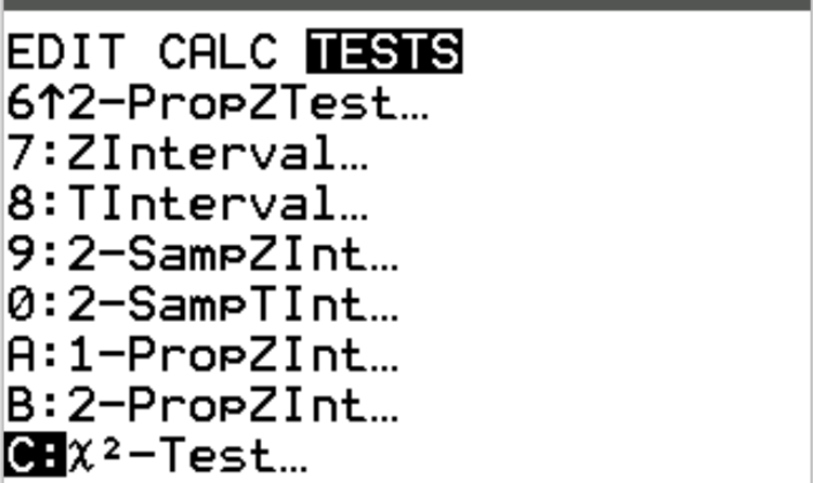 TI-84 計算機でのカイ二乗独立性テスト