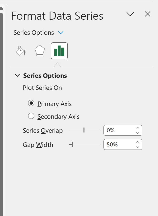 Excel ajusta o espaçamento entre barras em um histograma agrupado