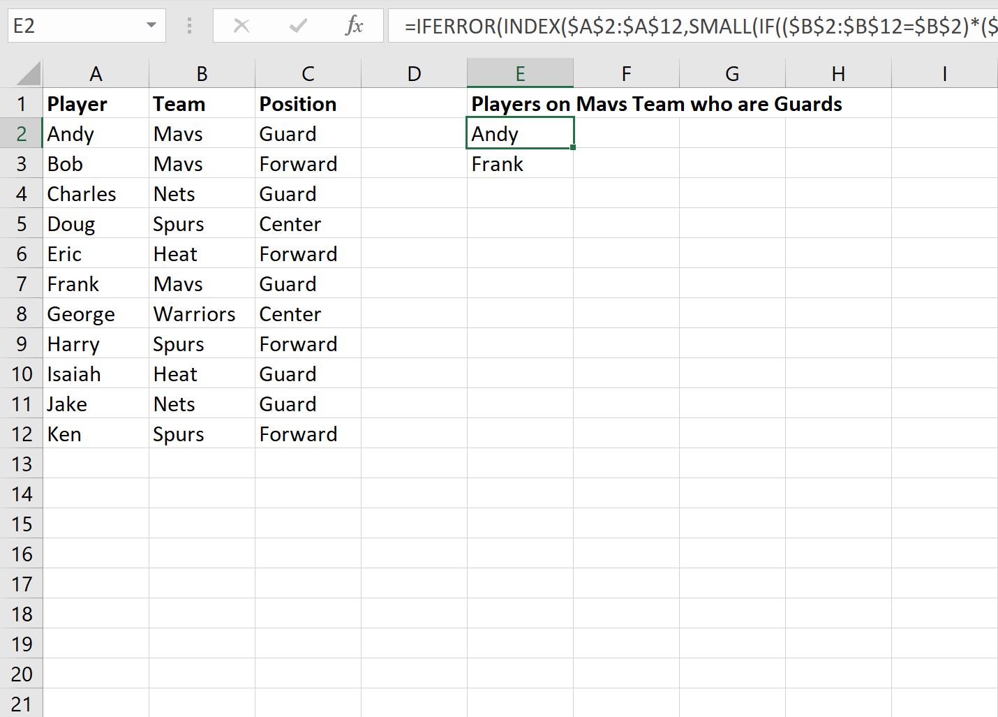 Excel membuat daftar berdasarkan beberapa kriteria