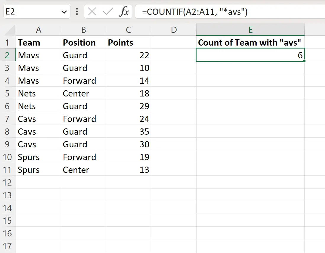 Excel COUNTIF dengan karakter pengganti