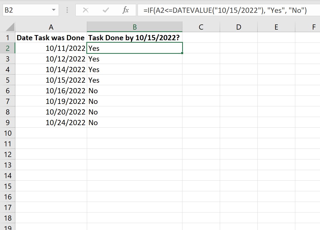 日付を含む Excel IF 関数