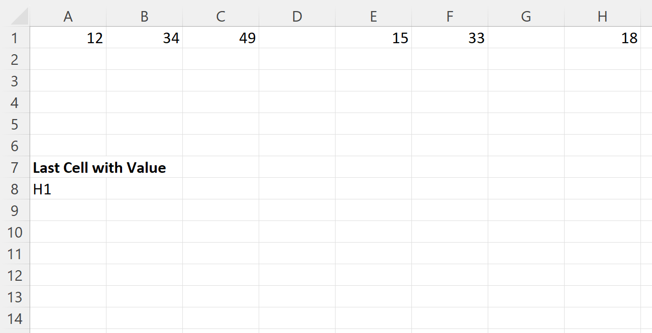 Excel mencari sel terakhir dengan nilai di baris