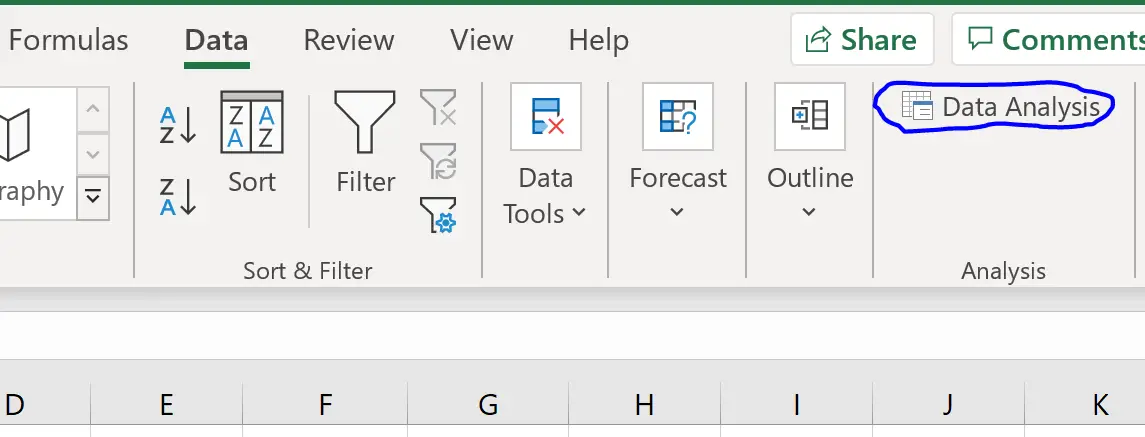 Opção de análise de dados no Excel