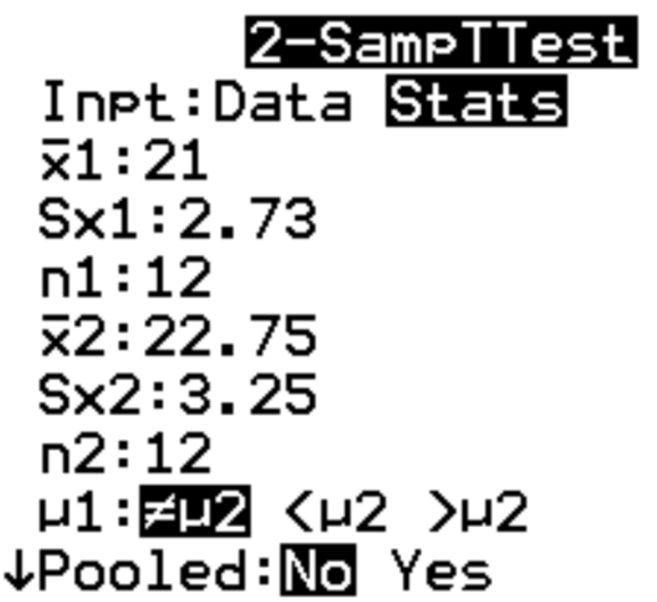 Dois exemplos de teste t em uma calculadora TI-84