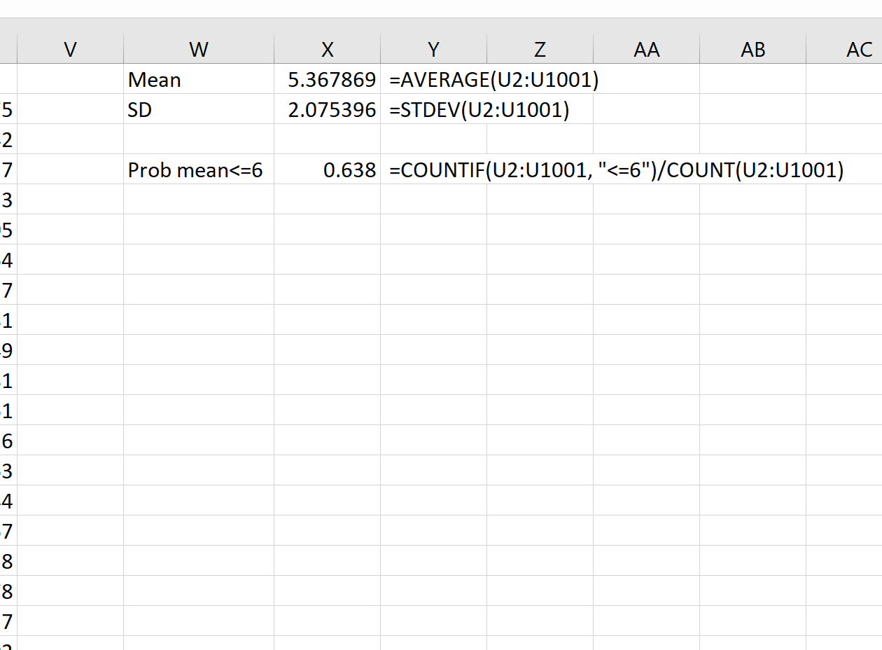 Esempio di distribuzione campionaria in Excel