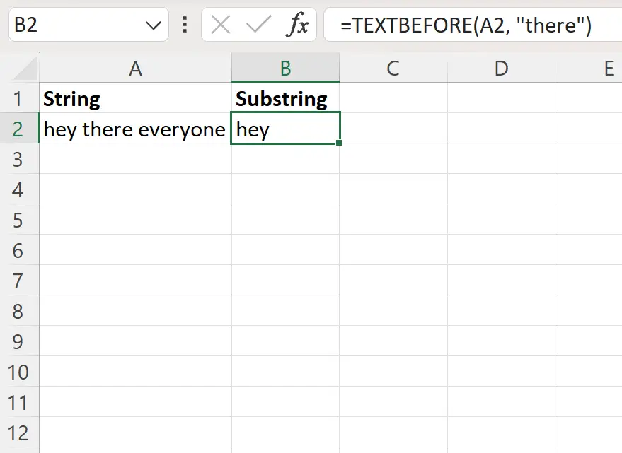Excel mendapat substring sebelum teks tertentu