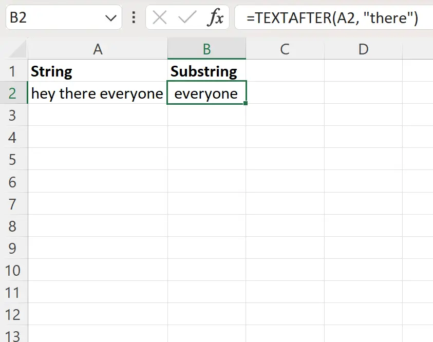 Excel obtient une sous-chaîne après un texte spécifique