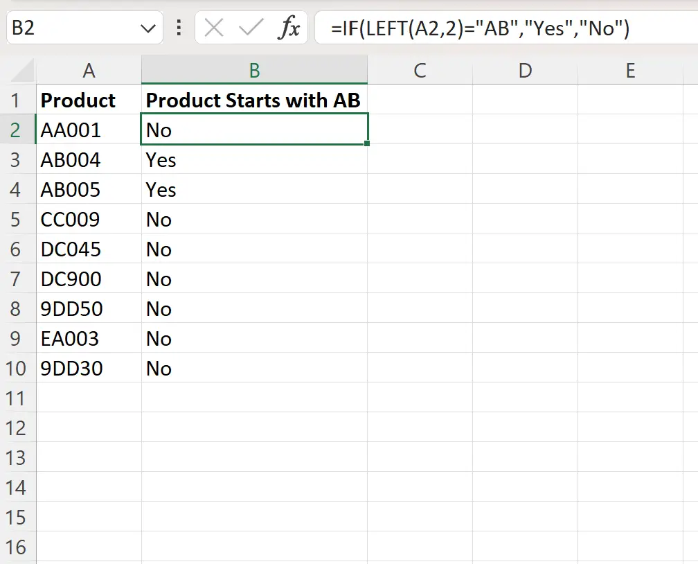 Excelはセルが特定のテキストで始まるかどうかをチェックします