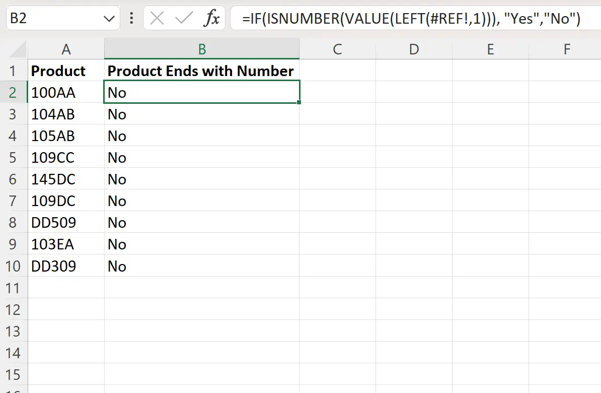 Excel memeriksa apakah sel diakhiri dengan angka