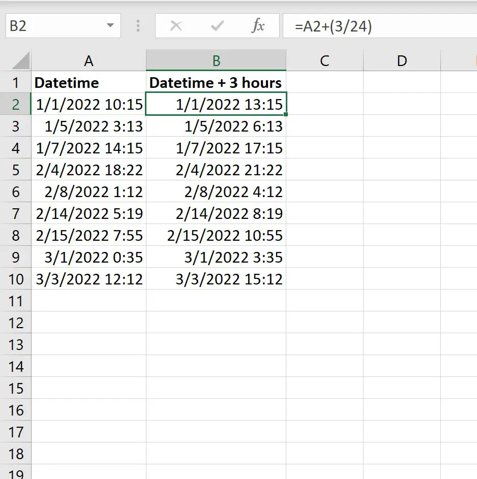 Excel добавляет часы к datetime