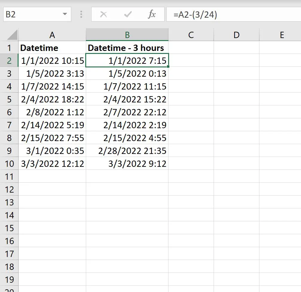 Excel从日期和时间中减去时间
