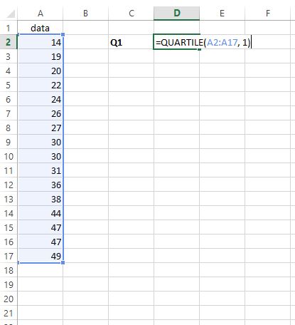 Encontre IQR no Excel