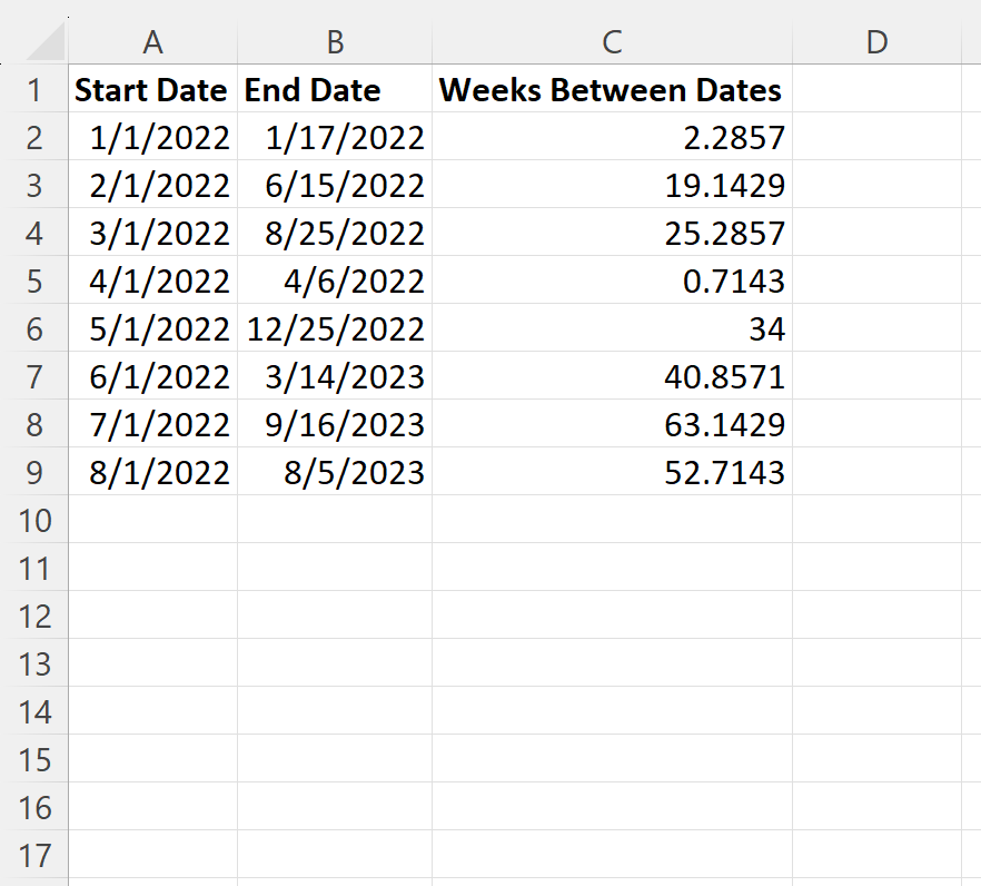Excel mengonversi hari menjadi minggu