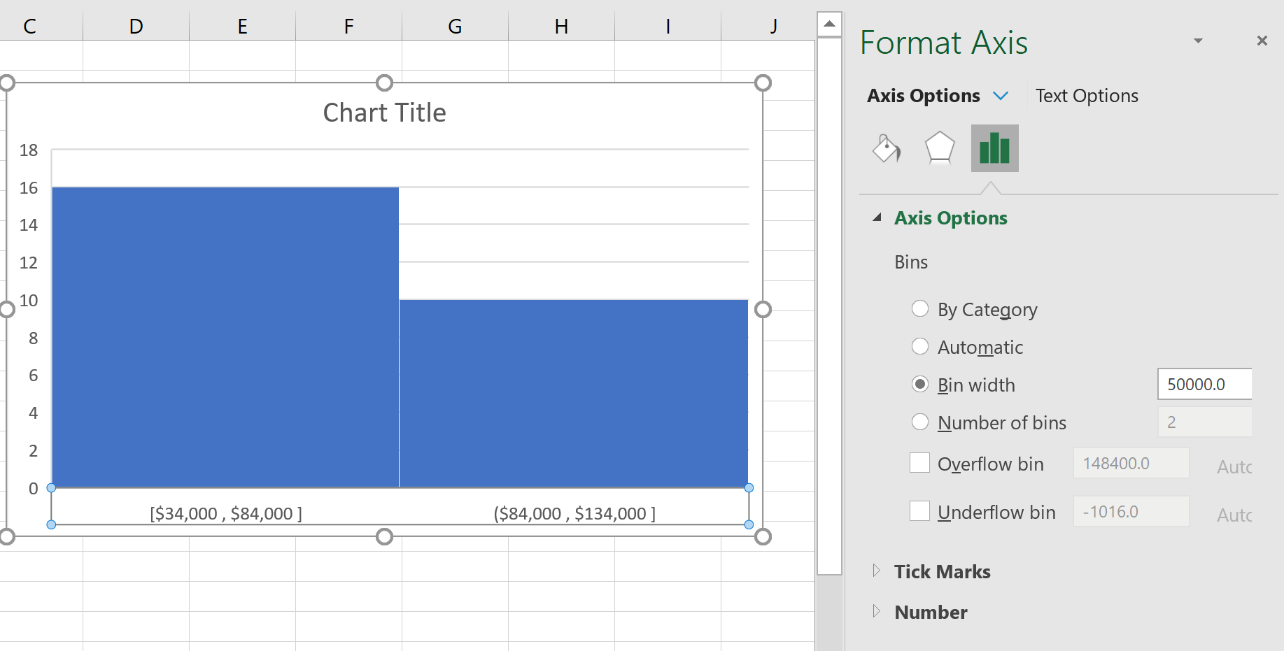 Modifier la largeur du bac dans Excel