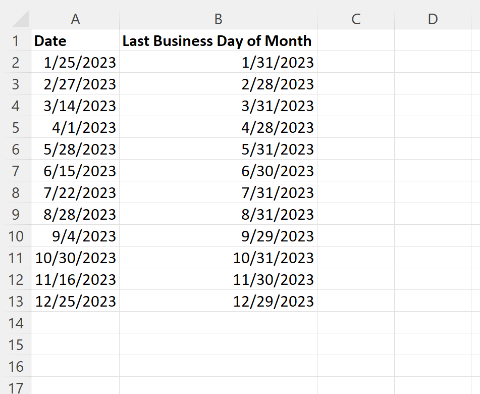 Excel で月の最終営業日を検索する