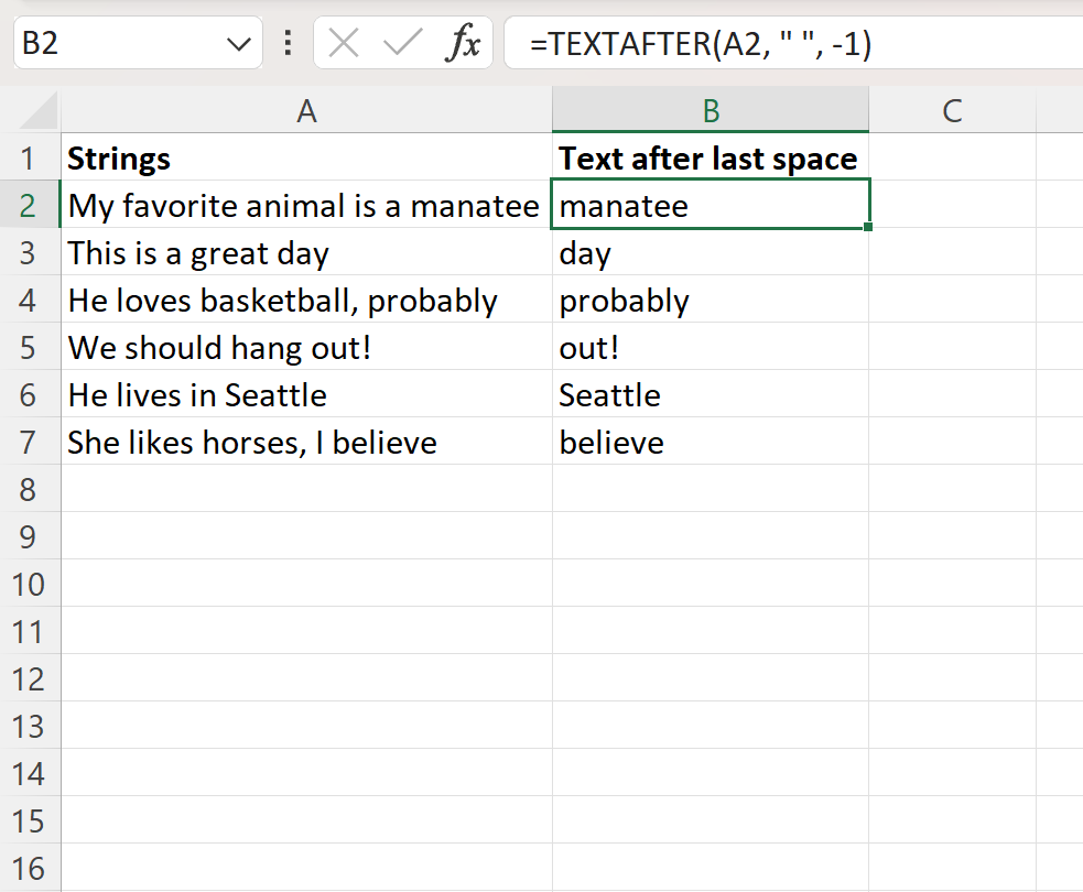 Excel extrai texto após o último espaço