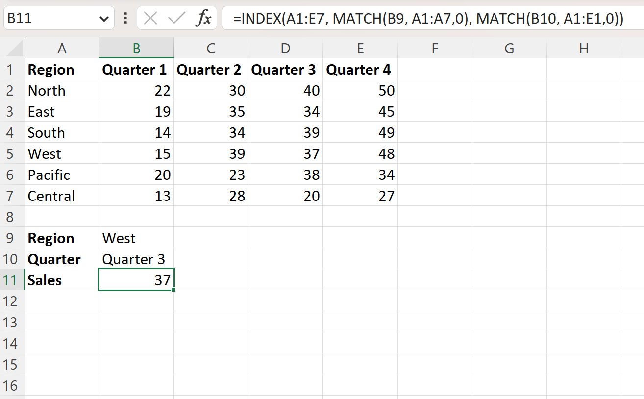 Excel 数式 MATCH MATCH INDEX
