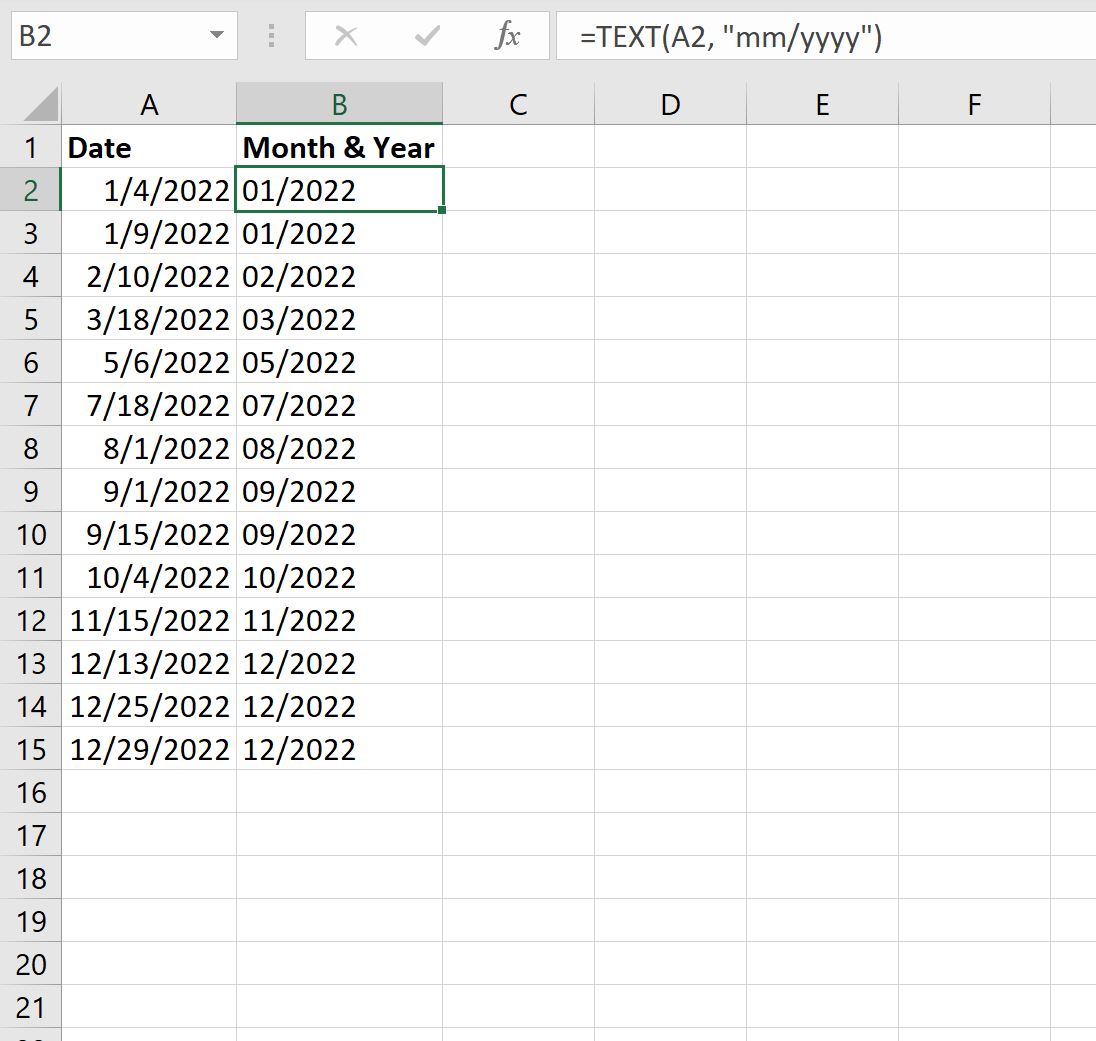 Excel konwertuje datę na miesiąc i rok