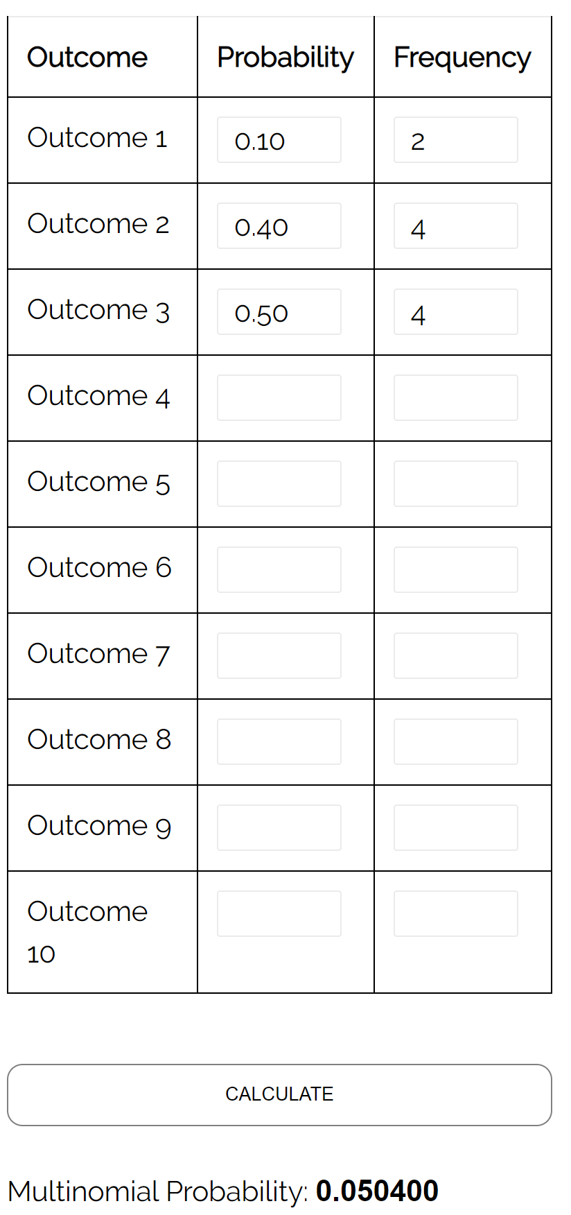 Exemple de calculatrice multinomiale