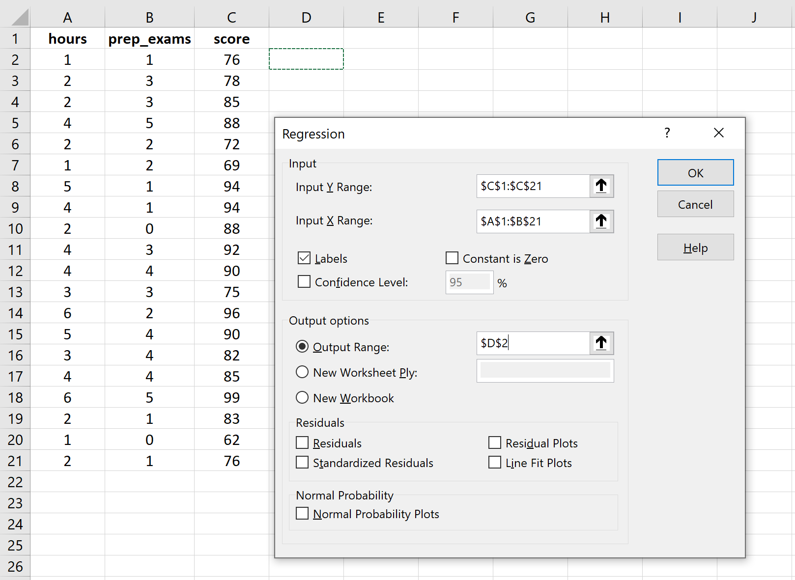 Regressão Linear Múltipla no Excel