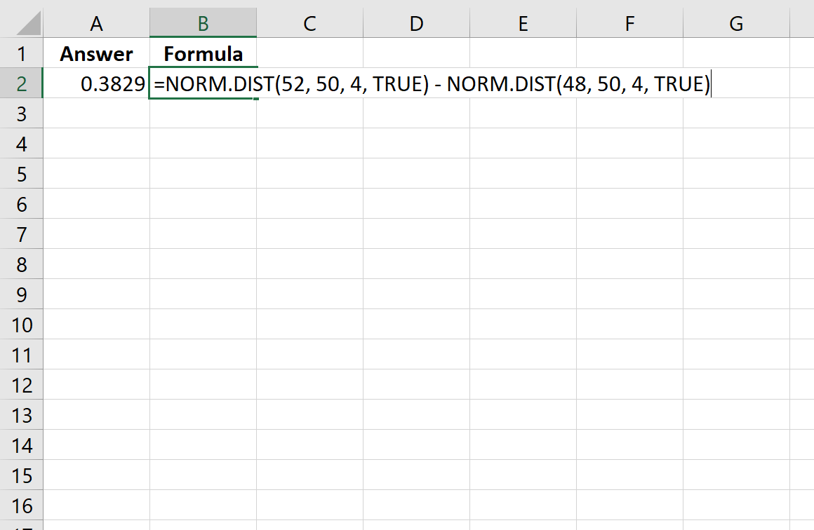 Funzione CDF normale in Excel