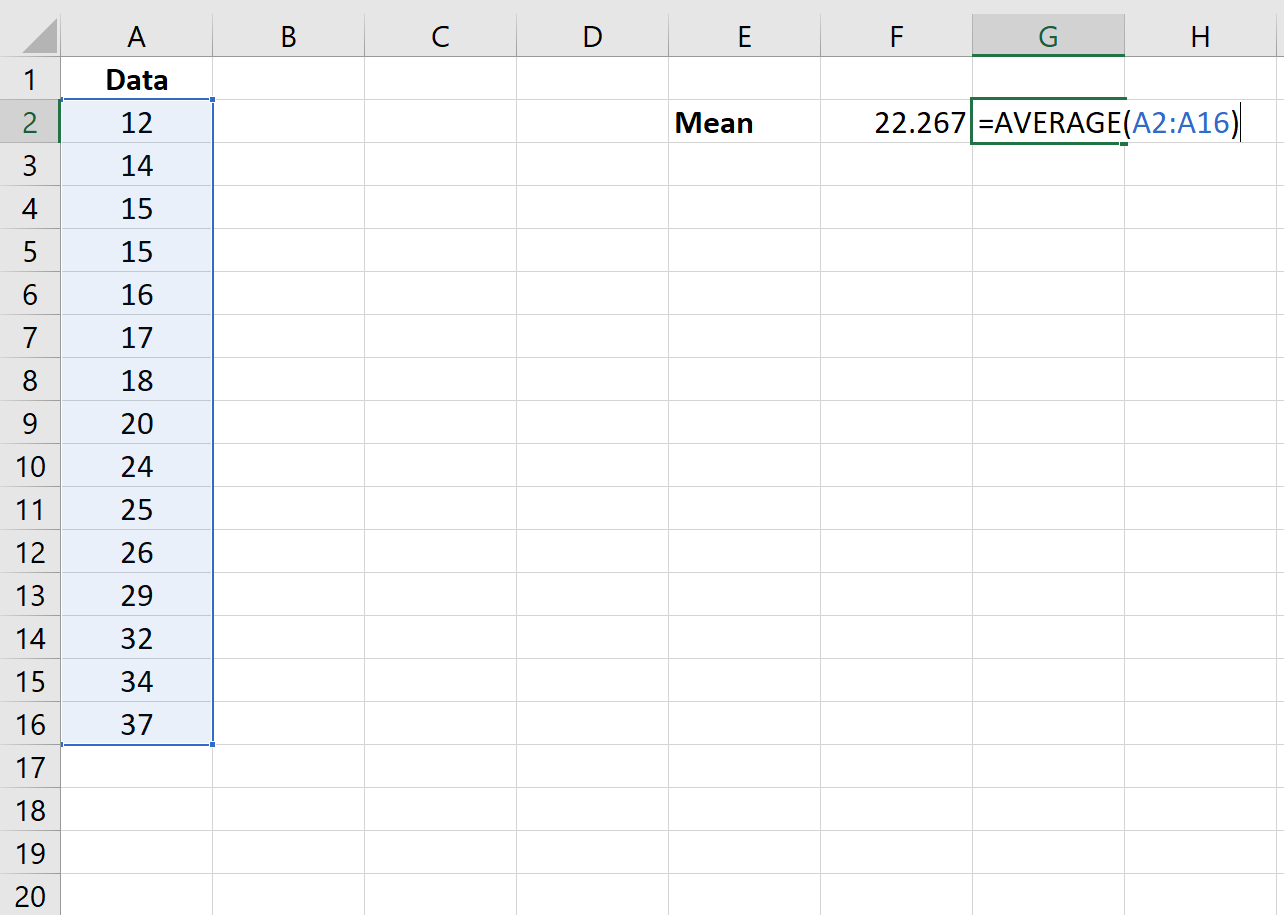 Função média no Excel