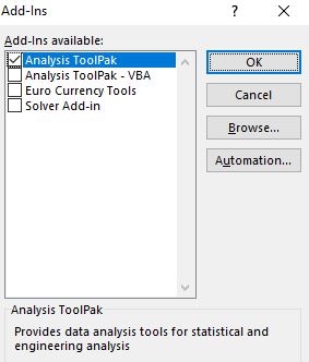 Excel Analyse ToolPak