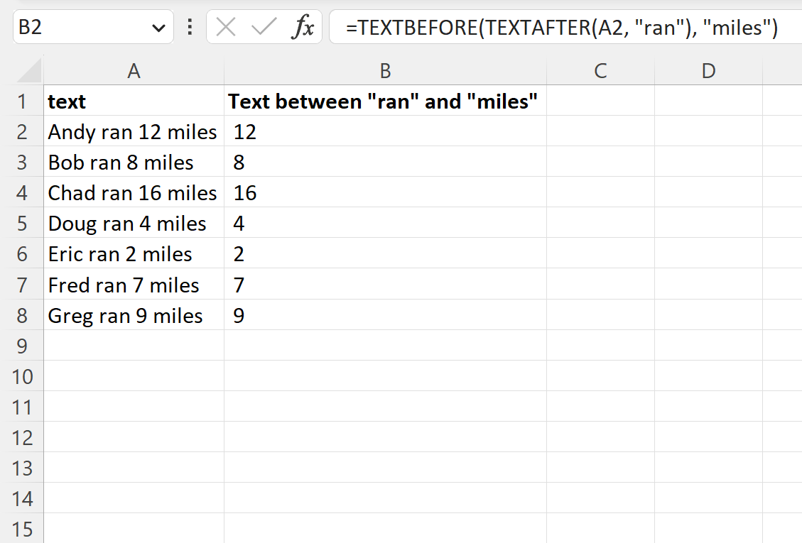 Excel mengekstrak teks antar string