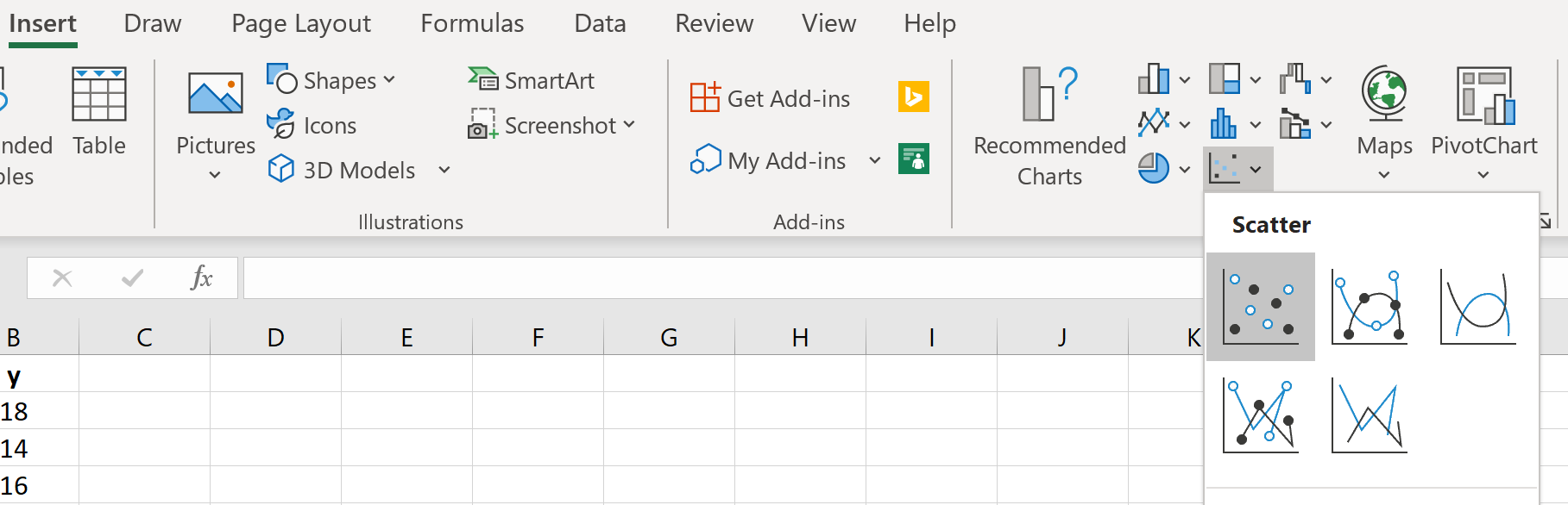 Plot sebar di Excel