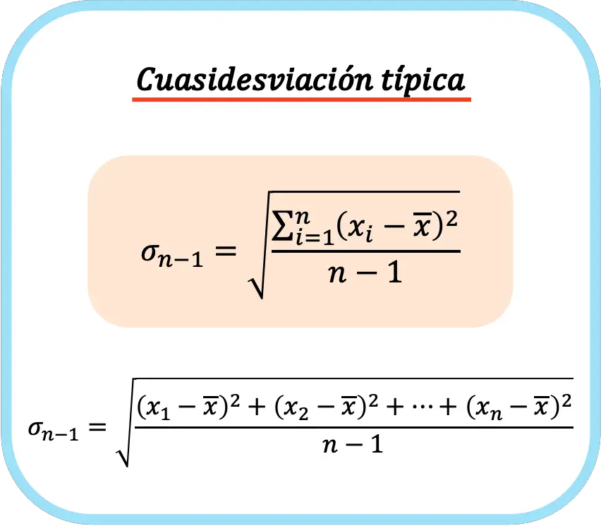 formula della deviazione quasi standard (o deviazione quasi standard).