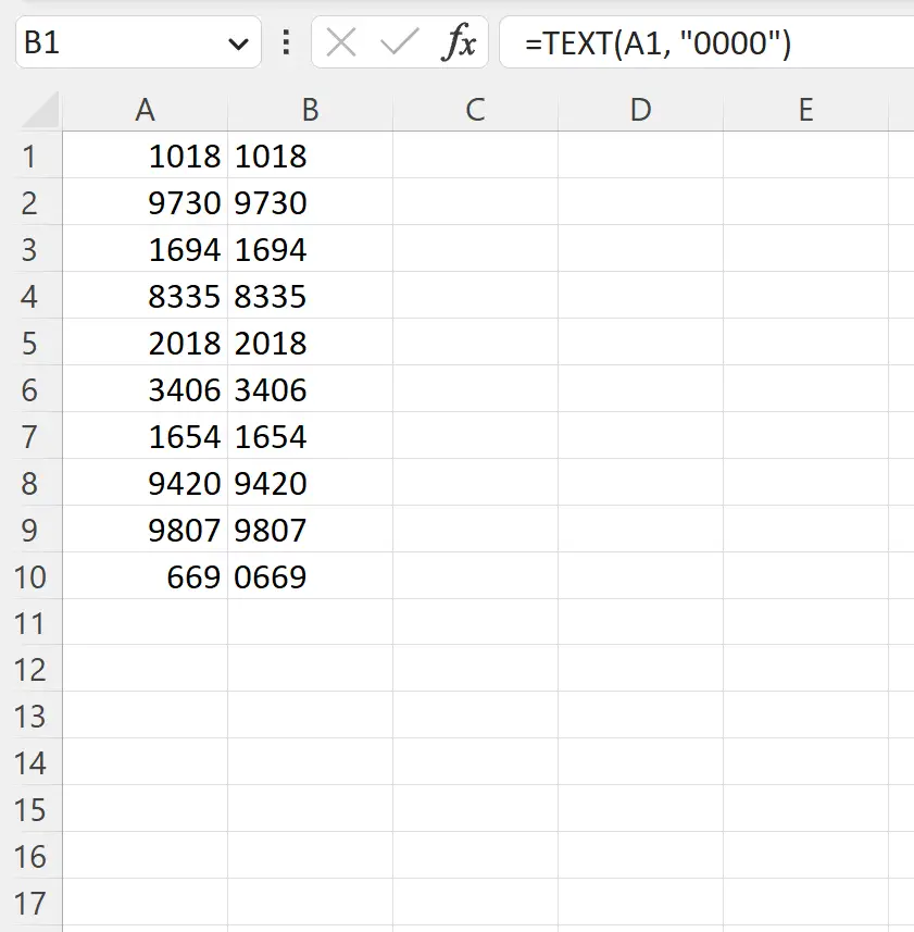 Excel genera un numero casuale di 4 cifre