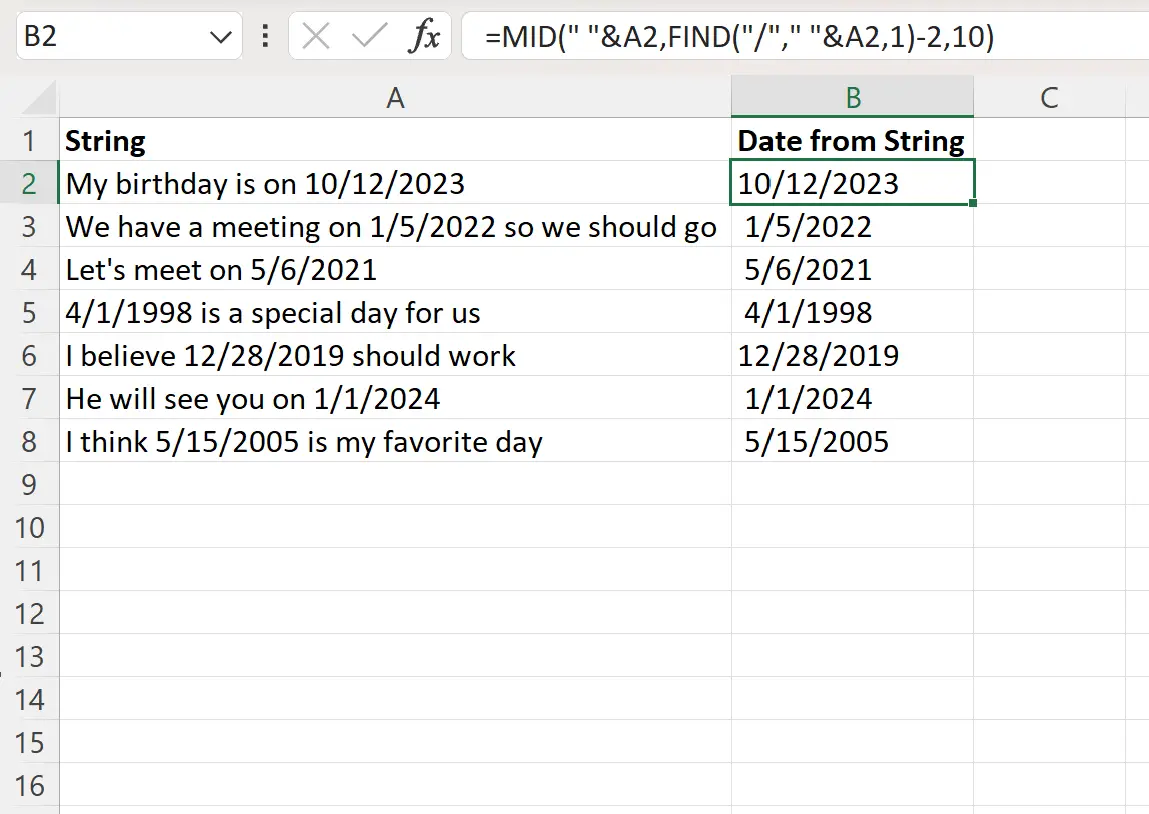 Excelで文字列から日付を抽出する