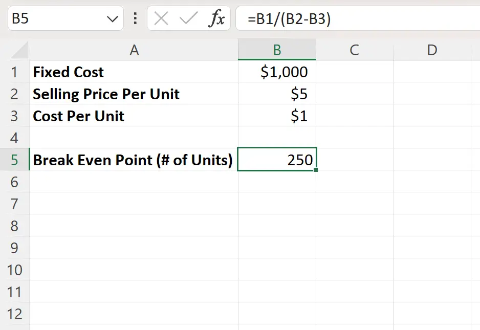analisi di pareggio in Excel