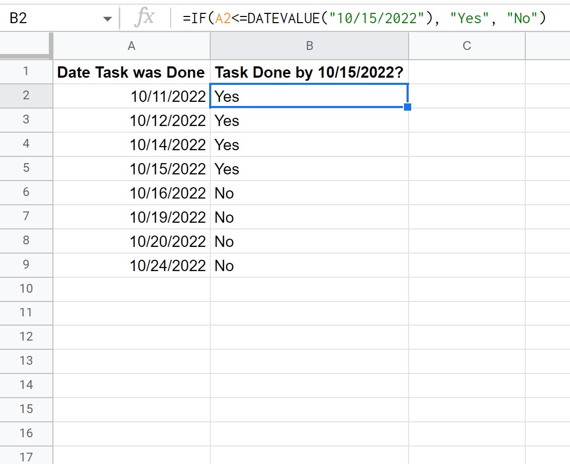 Fonction Google Sheets IF avec dates
