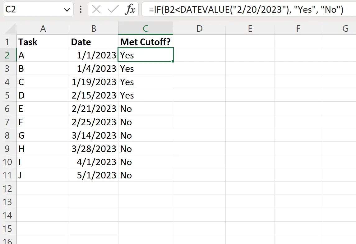 Rumus Excel untuk tanggal IF kurang dari tanggal lainnya