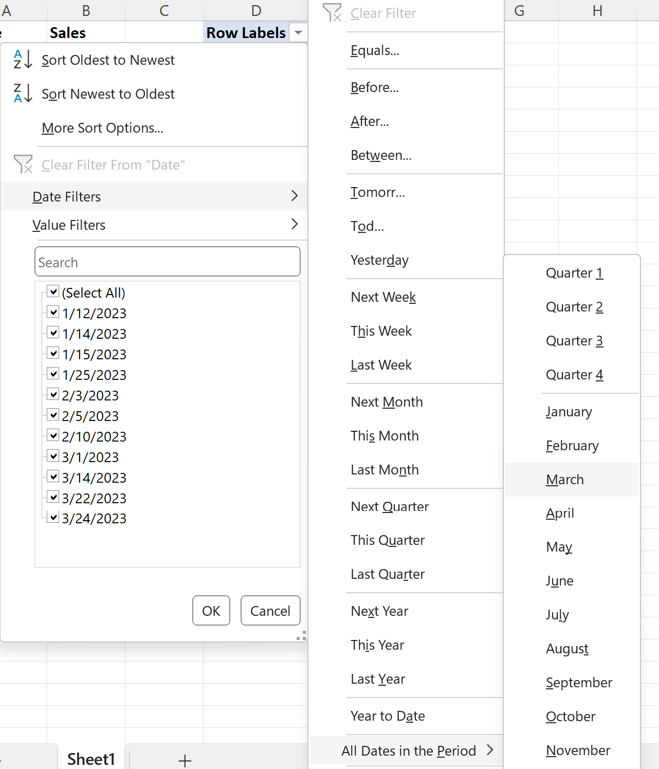 Filtrar tabela dinâmica do Excel por mês