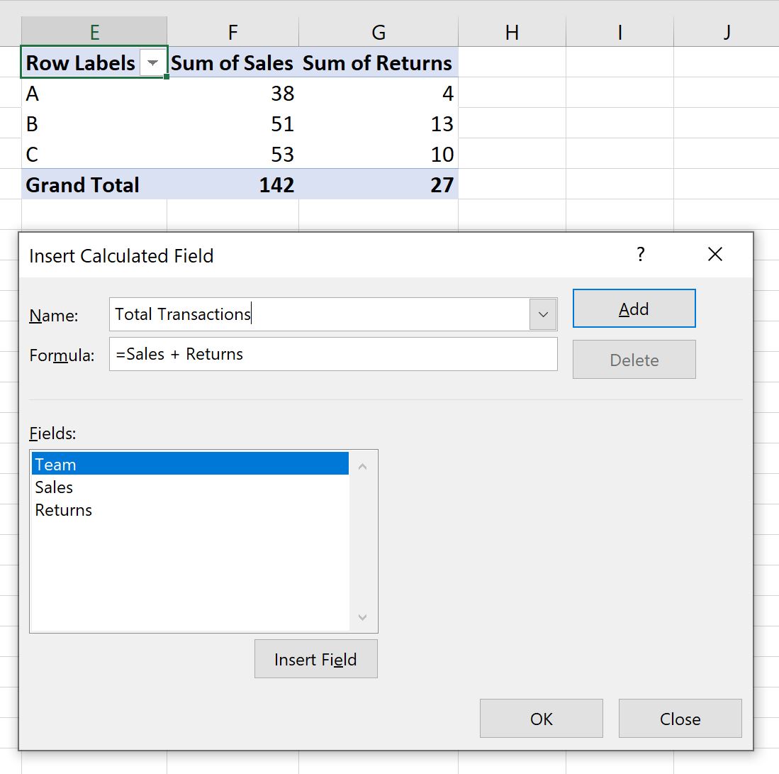 Le tableau croisé dynamique Excel additionne deux colonnes