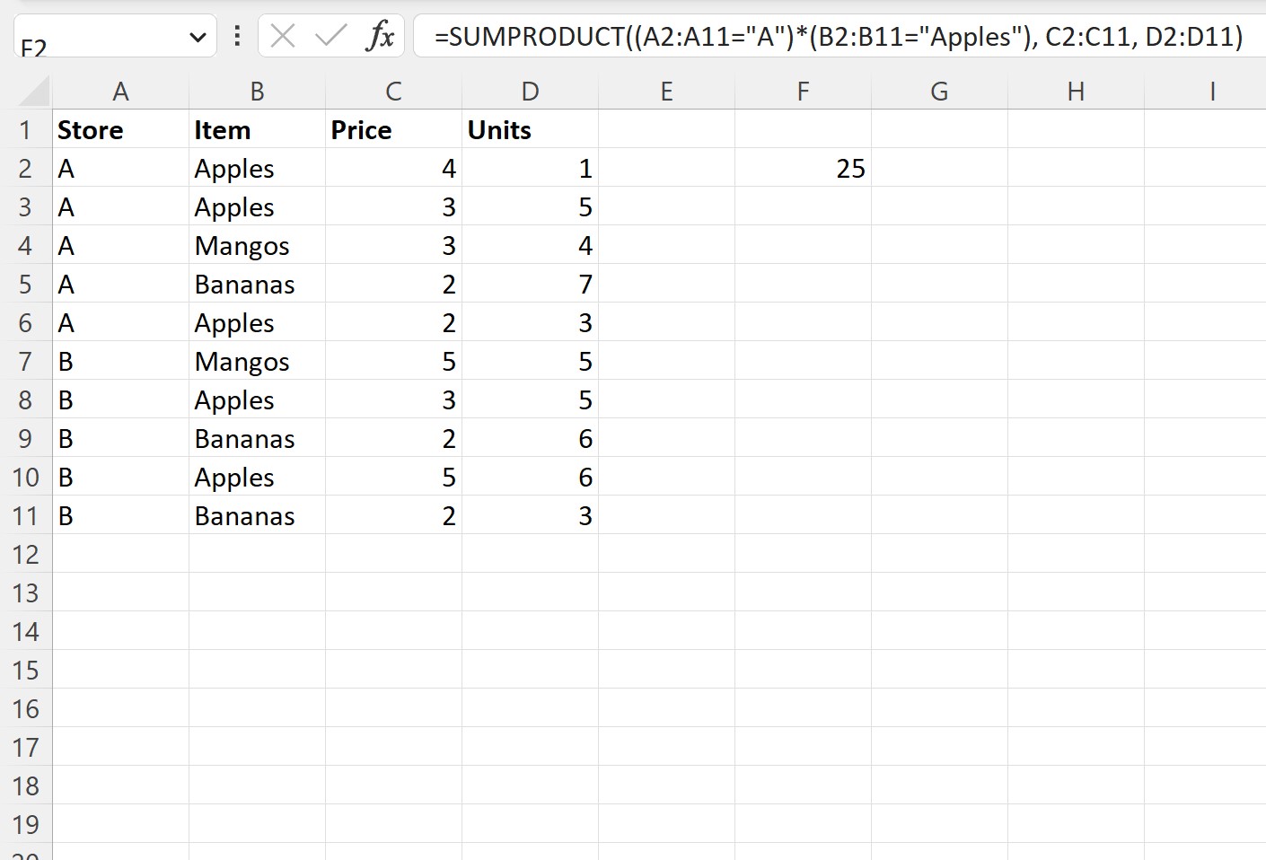 Excel SUMPRODUK dengan beberapa kolom dengan kondisi AND