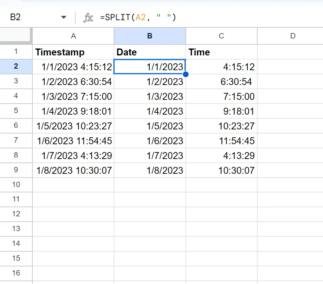 Tanggal dan waktu dibagikan di Google Spreadsheet