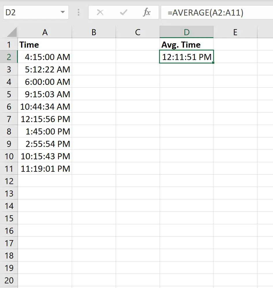 在Excel中计算平均时间