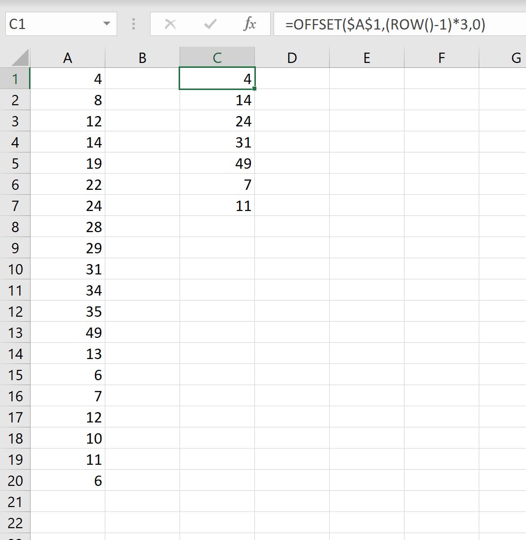 seleziona ogni ennesima riga in Excel