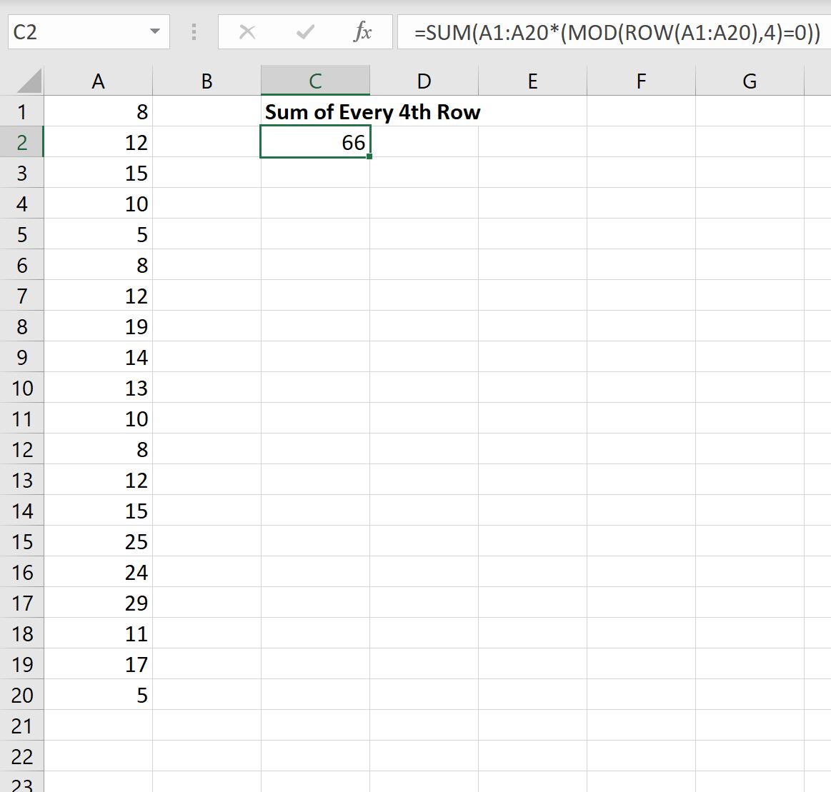 Jumlah Excel setiap n baris