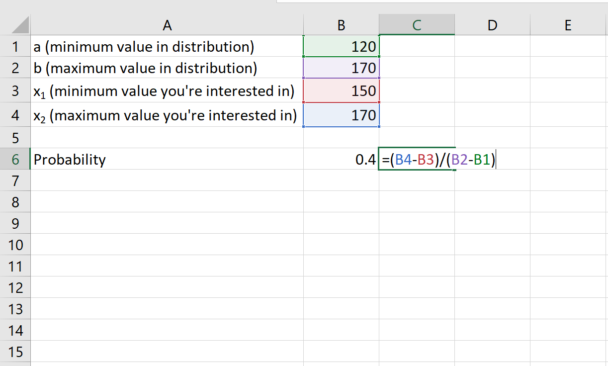 Probabilités de distribution uniforme dans Excel