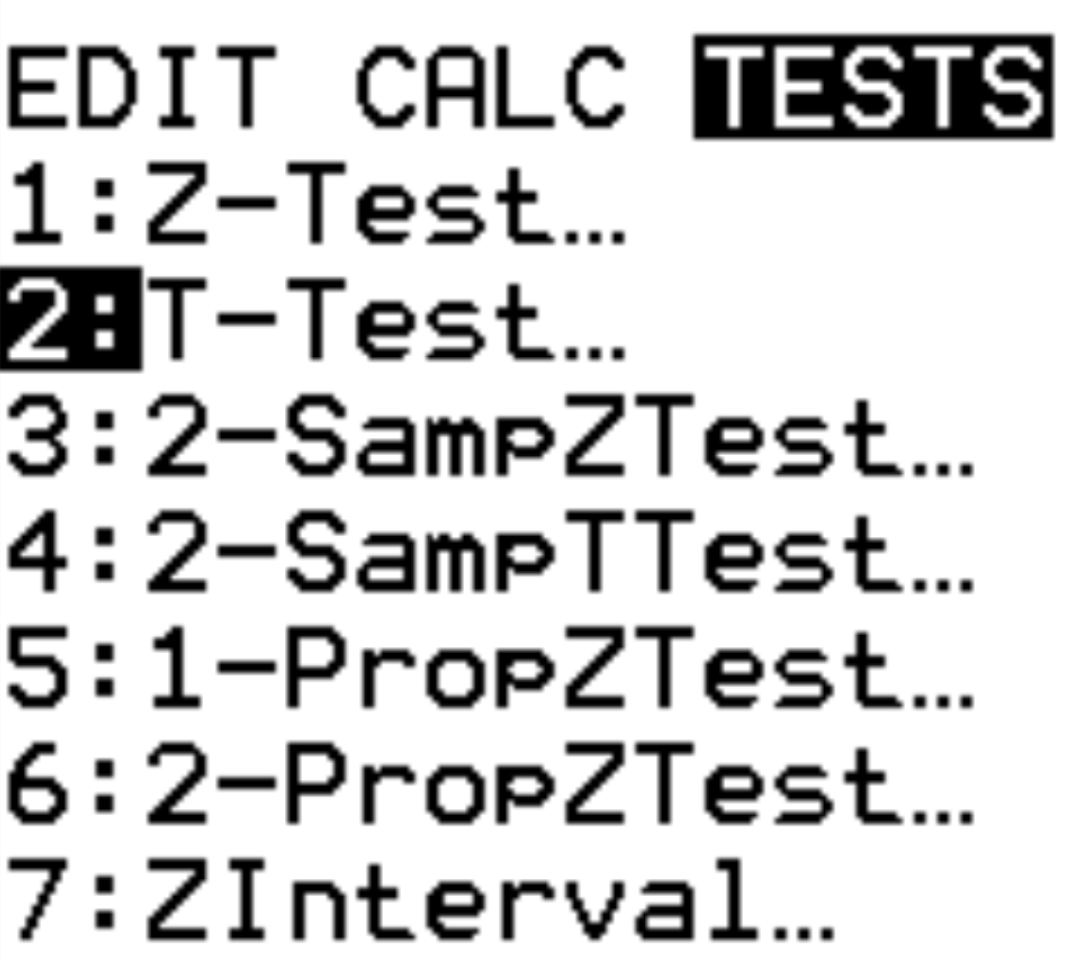 Un esempio di test t per la TI-84
