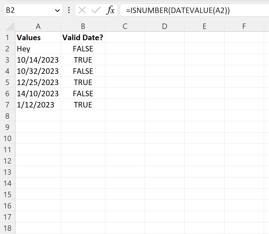 Excel memeriksa apakah sel adalah tanggal